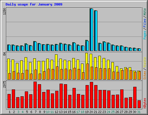 Daily usage for January 2009