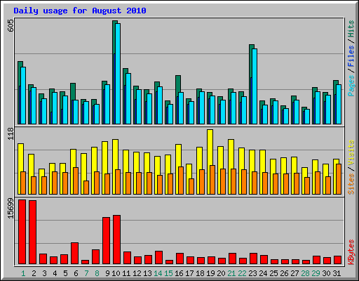 Daily usage for August 2010