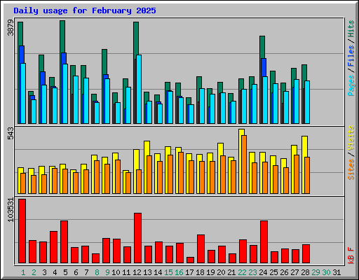 Daily usage for February 2025