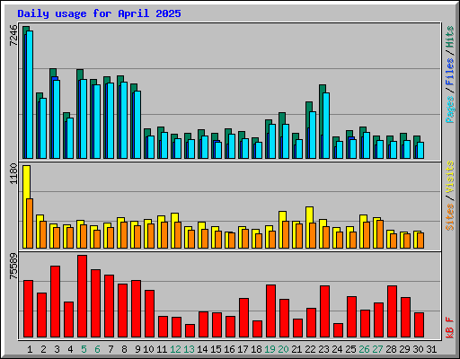 Daily usage for April 2025