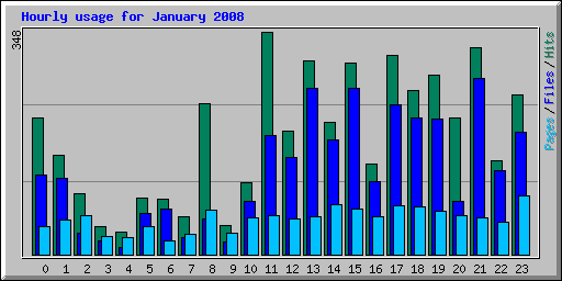 Hourly usage for January 2008