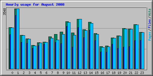 Hourly usage for August 2008