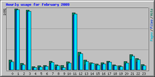 Hourly usage for February 2009