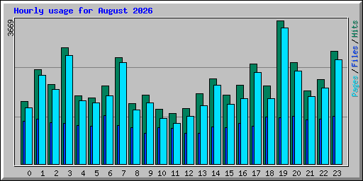 Hourly usage for August 2026